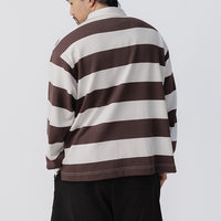 Striped Rugby Jersey - Umber/White