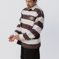 Striped Rugby Jersey - Umber/White