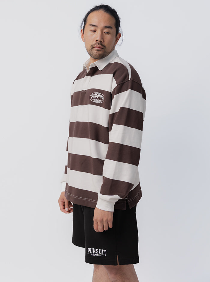 Striped Rugby Jersey - Umber/White