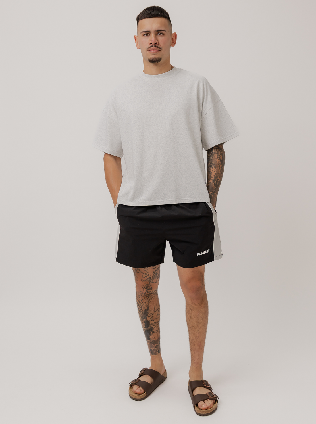 Track Stripe Short in Black