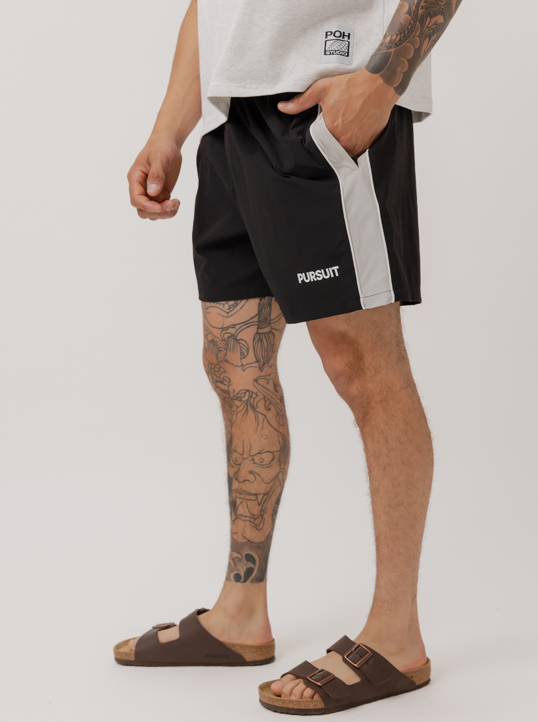 Track Stripe Short in Black