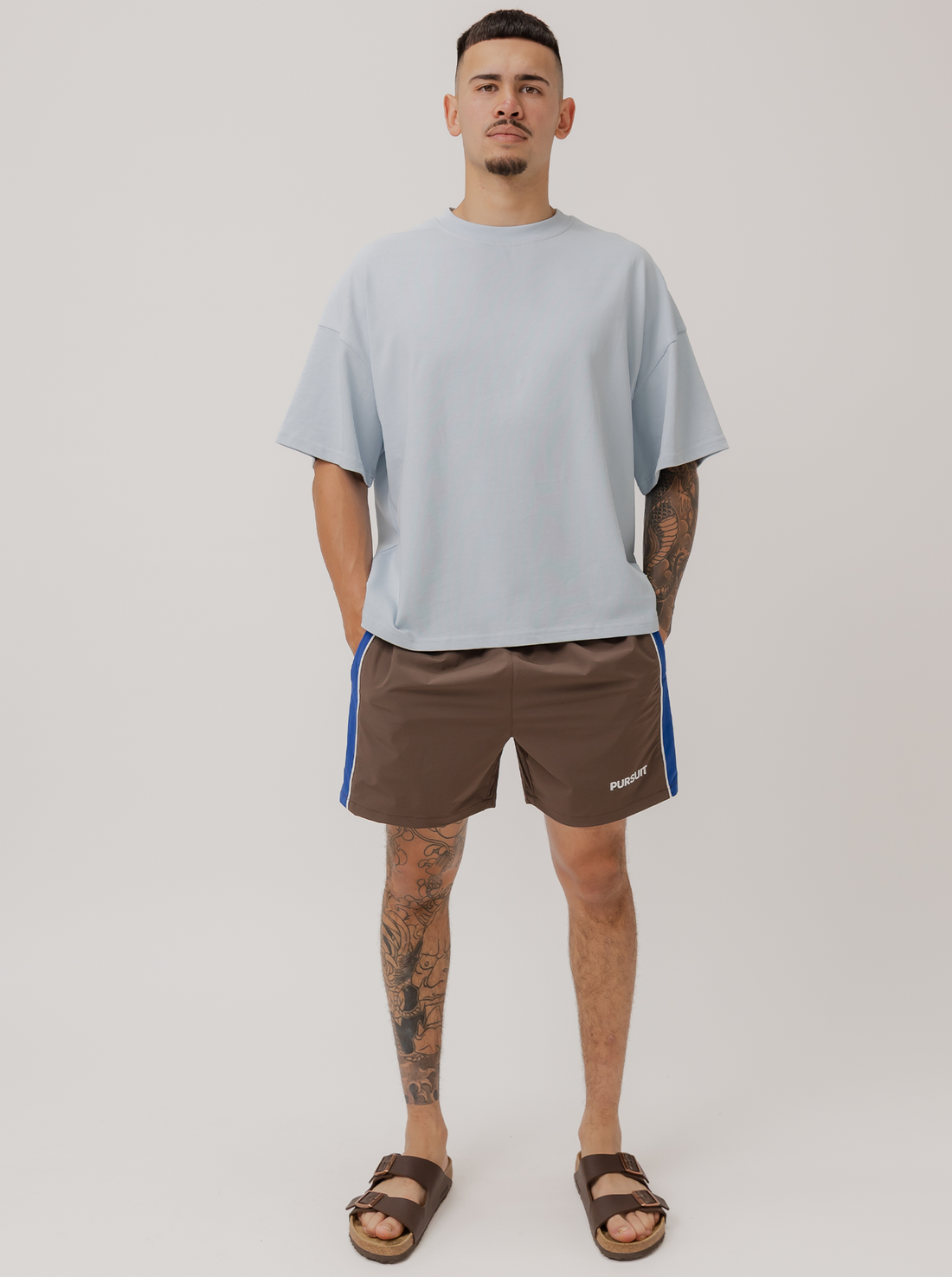 Track Stripe Short in Umber