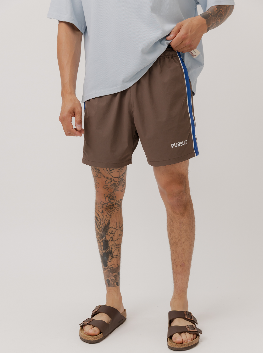 Track Stripe Short in Umber